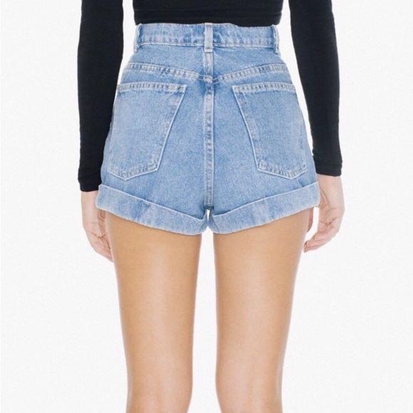 American Apparel High Waisted Cuffed Jean Shorts - Picture 3 of 7